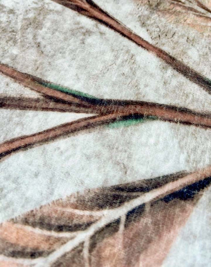 Modern Tropical Leaf Rug – Beige & Pastel Tones
