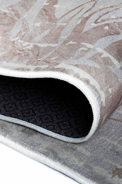Teppich mit Blumenmuster Grau Beige – Moderner Blütenteppich für Wohnzimmer & Schlafzimmer