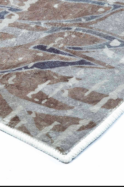 Teppich mit Blumenmuster Grau Beige – Moderner Blütenteppich für Wohnzimmer & Schlafzimmer