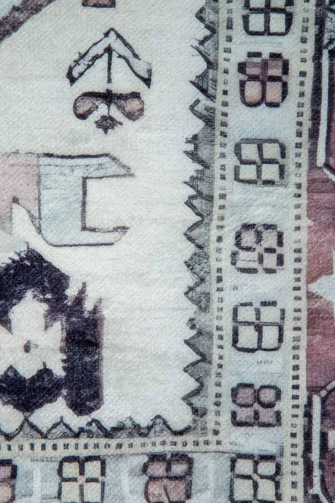 Vintage Teppich Orientalisches Muster Rosa Blau – Klassischer Teppich im Boho-Stil
