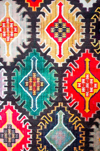 Kilim Teppich Bunt – Ethno Teppich im Boho-Stil mit traditionellen Mustern