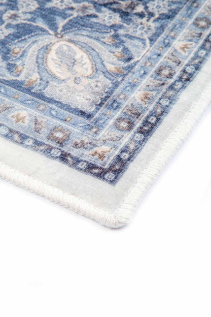 Orientteppich Grau Blau – Klassischer Perserteppich mit floralem Muster