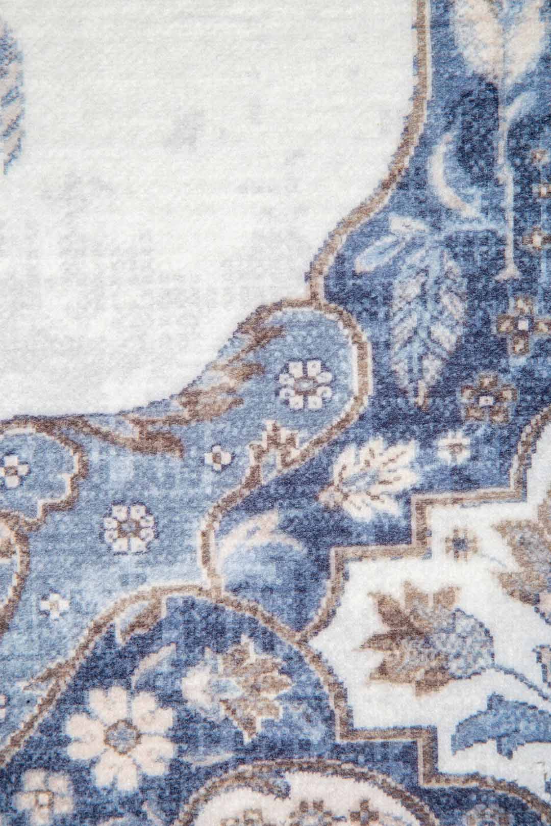 Orientteppich Grau Blau – Klassischer Perserteppich mit floralem Muster