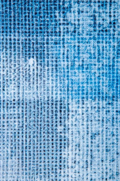Moderner Teppich Abstraktes Design Blau Grau – Künstlerischer Wohnzimmerteppich