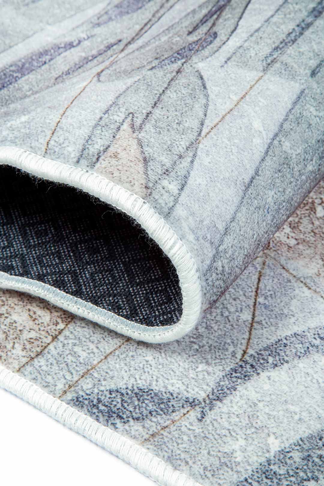 Moderner Teppich mit Blättermuster – Beige Grau Wohnzimmer Teppich