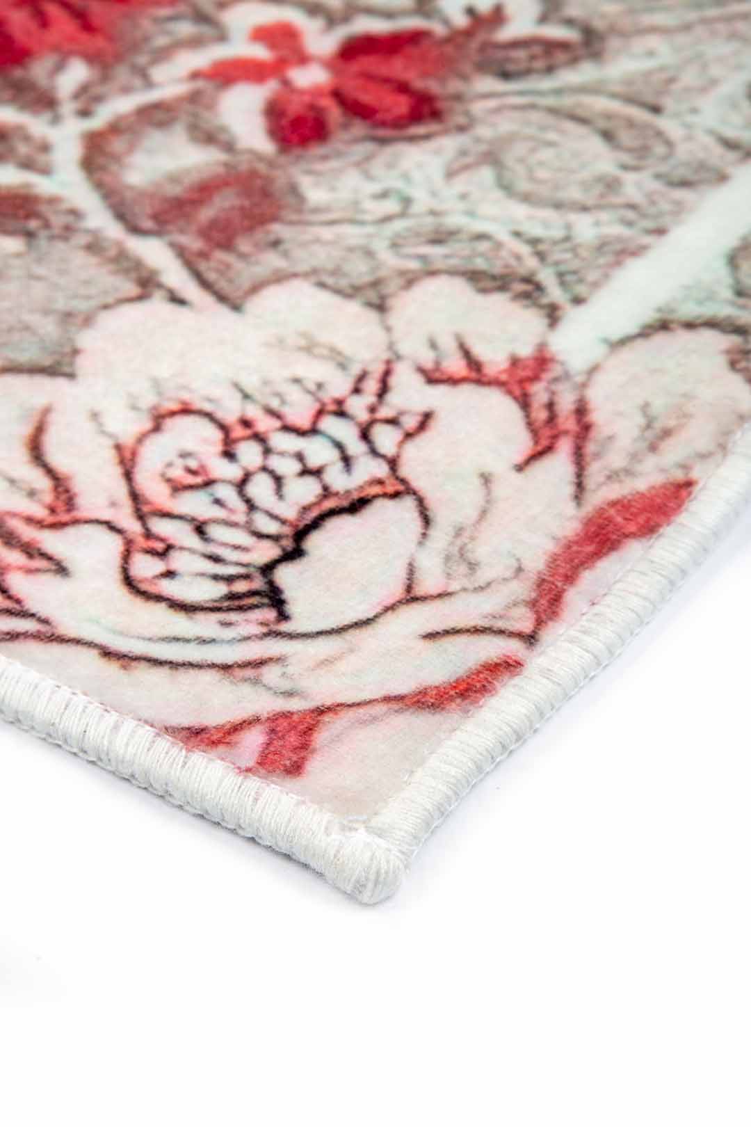Klassischer Teppich mit Blumenmuster – Beige Rosa Teppich im romantischen Stil