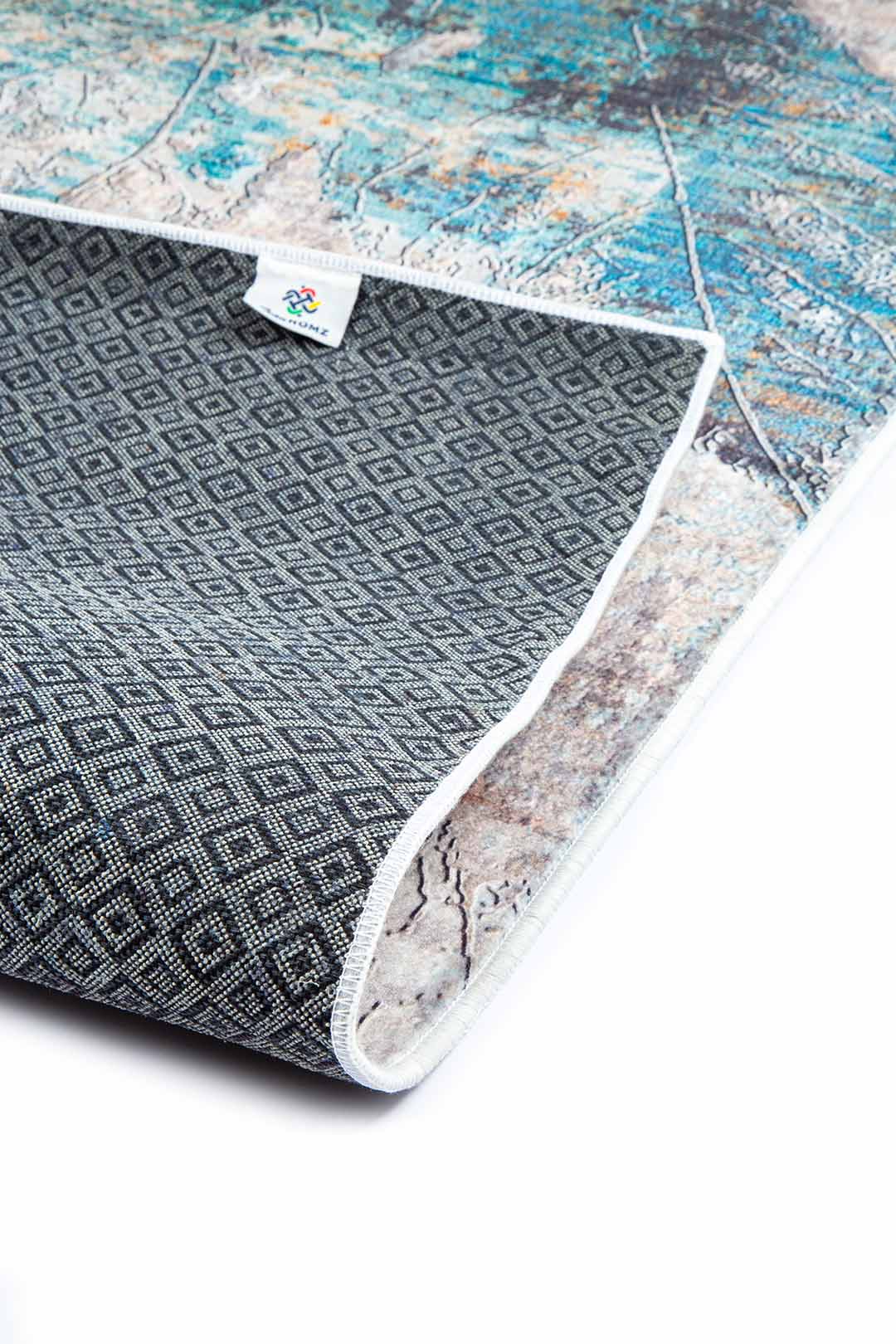 Teppich mit Blättermotiv Grau Blau – Naturdesign für Wohnzimmer & Schlafzimmer