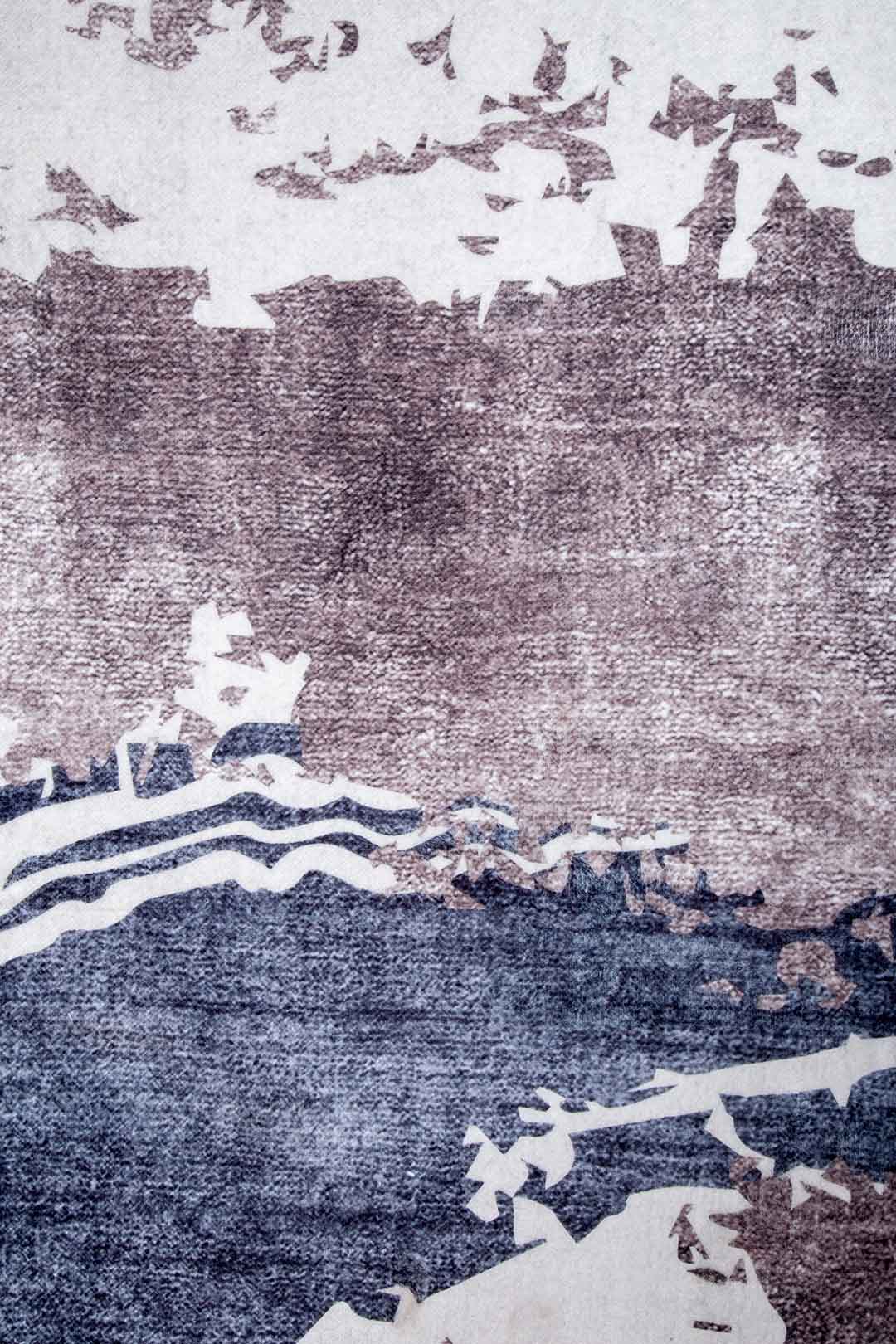 Moderner Teppich Wellenmuster Beige Blau – Abstraktes Design für Wohnzimmer