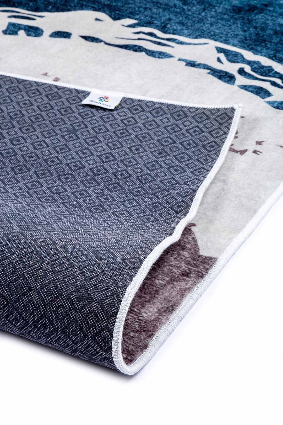 Moderner Teppich Wellenmuster Beige Blau – Abstraktes Design für Wohnzimmer