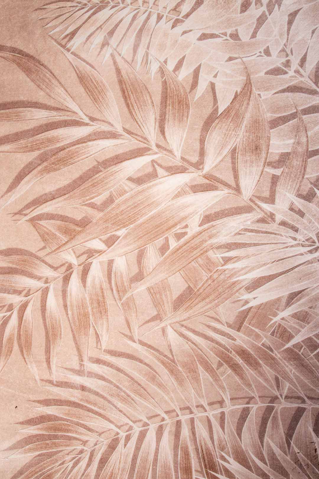 Moderner Teppich mit Palmenblatt-Muster – Beige Naturteppich für Wohnzimmer & Schlafzimmer