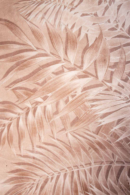 Moderner Teppich mit Palmenblatt-Muster – Beige Naturteppich für Wohnzimmer & Schlafzimmer