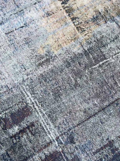 Moderner Teppich Grau Blau Braun – Abstraktes Design mit Struktur-Effekt